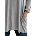 thumbnail image 4 of DYMADE Women Plus Size Crew Neck Long Sleeve Loose Pockets Solid T-shirt Casual Top, 4 of 4