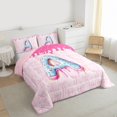 thumbnail image 3 of Feelyou Donut Initial A Teens Twin Comforter Sets, Princess Pink Bowknot Bedding Set, 2pcs, 3 of 8