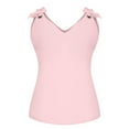 thumbnail image 4 of Mrat Linen Tank Tops Womens Fashion Solid Sleeveless V-Neck Bow Casual Tank Tops Vests Blouse Classic Cami S-97 Pink-A L, 4 of 6