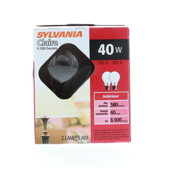 Sylvania LAMPS, MED 40W CLR 6000HR 2PK