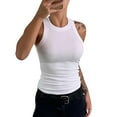thumbnail image 2 of Blouses Women's Summer Fashion Casual Solid Color Round Neck Sleeveless Top Tight Tank Top Womens Tops Kagetolytai White M, 2 of 5