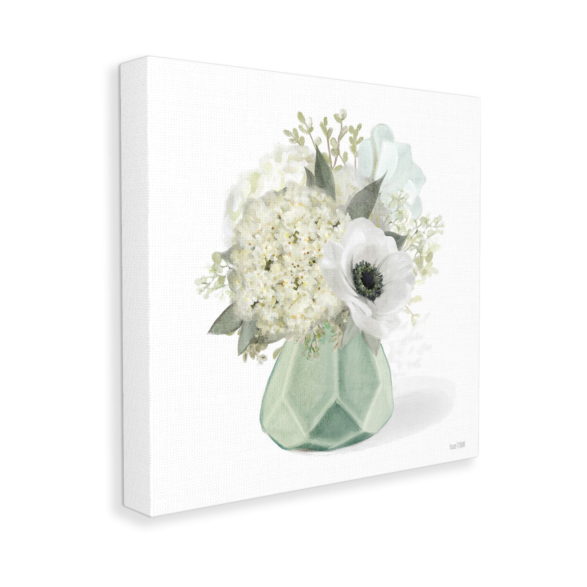Stupell Industries Bouquet in Geometric Vase Botanical & Floral Painting Gallery Wrapped Canvas Art Print Wall Art, 24 x 24