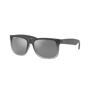Ray-Ban Justin Sunglasses for Women and Men with Rubber Grey Frames and Grey Mirror Lenses, Size 55