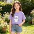 thumbnail image 3 of ITSAME Cotton T-Shirt for Girls Cartoon Print Crewneck Short Sleeve Summer Loose Casual Tops Purple Size 1-2, 3 of 6