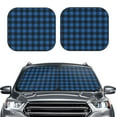 thumbnail image 6 of Lsque Blue Black Plaid 2 PCS Windshield Sun Shade | CarFoldable Window Covers | Car Accessories Reflect UV for Universal Cars SUV Truck | Large, 6 of 7