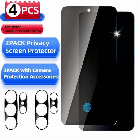 For Samsung Galaxy S26 Ultra, [2 2 Pack] anti-peep Design Tempered Glass flim＆ Camera Lens Protection flim, 9H Hardness, Anti-Scratch, Anti-Peeping Protective Glass Film(6.9 inches)