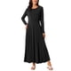 thumbnail image 2 of INSPIRE CHIC Vestidos largos de otoño para mujeres, vestido maxi A-line con botones, mangas largas y bolsillos, M negro, 2 of 6