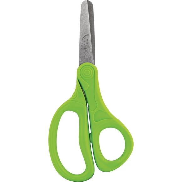 Maped ciseaux Essentials Kids, Lames 5 pouces, bouts ronds, anneaux ambidextres, Vert 5'' - Rond - Vert