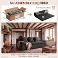thumbnail image 5 of LUCKHAO 71" Corduroy Frameless Foam Sofa, No Assembly 3-Seat Couch for Small Spaces with 3 Pillows, Antique Black, 5 of 9