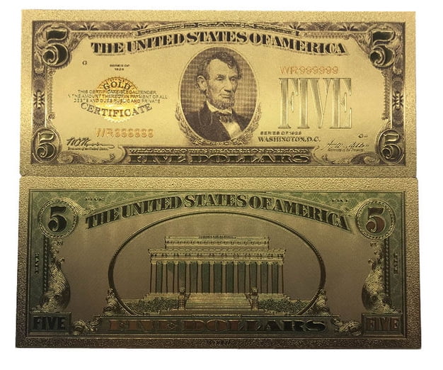 1928 Year American Dollar Bill Color Gold US Currency Banknote Set 7PCS Gifts 
