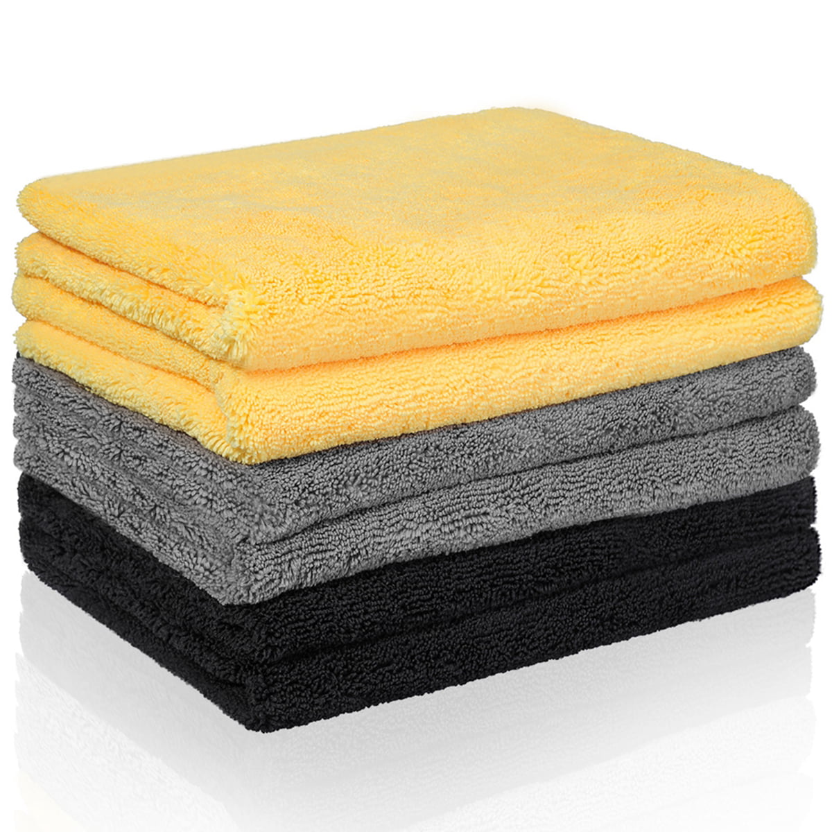 4 Pack ,Gray Microfibre Car Cleaning Cloths Upgraded 1200 GSM Ultra-Thick Car Drying Towel Microfiber Cloth for Car and Home Polishing Washing and Detailing 16 x 16 