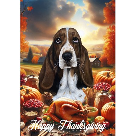 Basset Hound - Best of Breed Thanksgiving Outdoor House Flag 28" x 40" Mailbox Flag Dog Flag