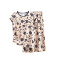 thumbnail image 3 of WCJM Women Pajama Sets Pajamas Set for Women Short Sleeve Sleepwear Button Down Pjs Soft 2 Piece Lounge Sets Printed Artificial Cotton Set Large Size Thin Floral Loose Home Clothing, 3 of 3