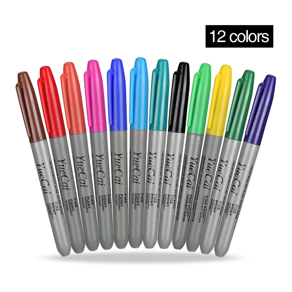 Hula Performance Permanent Tattoo Eyeliner Haluoo 12 Pack Water Resistant Tattoo Pens Quick Dry Marking Scribe Skin Marker for Creating Complex Tribal Tattoos Tattoo Marker Pen 