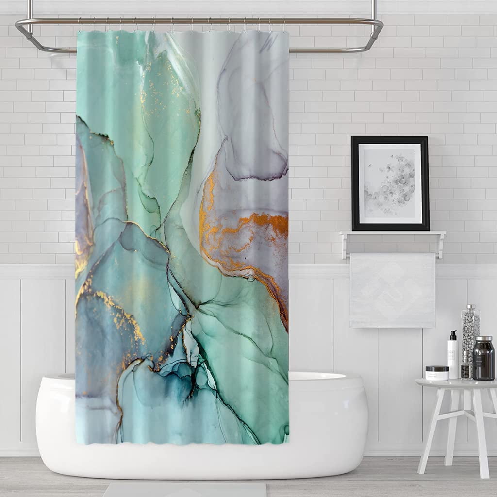  AVSMGP Marble Shower Curtain, Blue Marble Shower