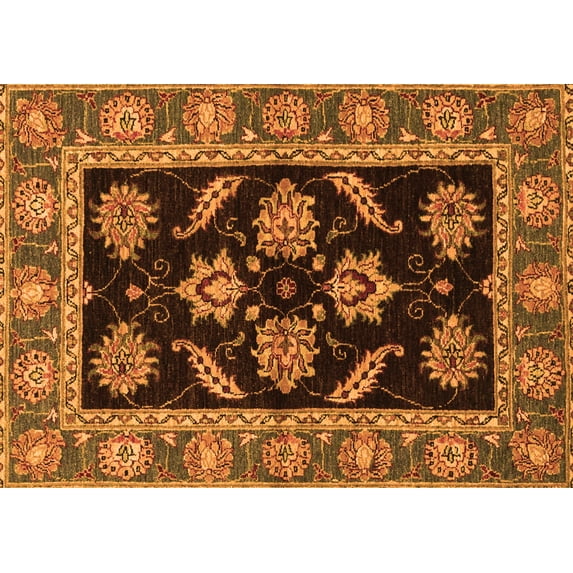 Ahgly Company Indoor Rectangle Oriental Orange Traditional Area Rugs, 2' x 3'
