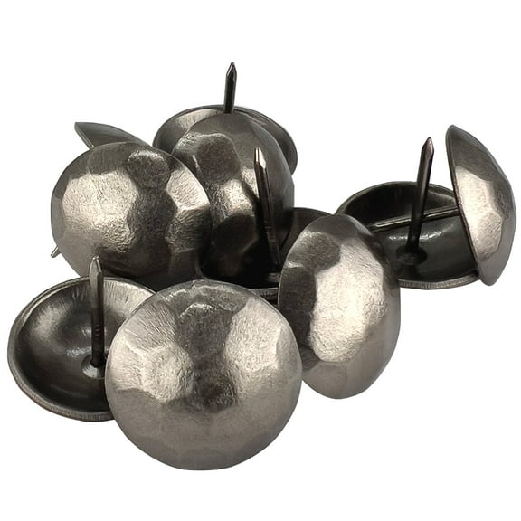 50 Pack - 1” Silver Decorative Clavo Nails Round Hammered Iron Antique Rustic Finish