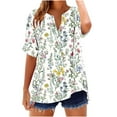 thumbnail image 2 of Uootdi Womens Summer Tops Notch V Neck Short Sleeve Floral Print Womens Tops Relaxed Fit Lightweight Womens Blouses for Women, 2 of 5
