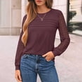 thumbnail image 2 of ManxiVoo Sophisticated Long Sleeve Blouse with Delicate Lace Detail Versatile Casual to Business Tops for Women 2025 Essential Wear L Size Wine, 2 of 7