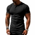 thumbnail image 4 of Ceisia Solid Henley Half Button Crew Neck Quick Dry Breathable Athletic Short Sleeve Tees For Daily Sports Black L Gift, 4 of 9