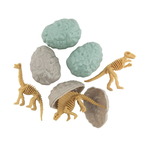 Fossil Dino Skeleton Filled Easter Egg - Party Supplies - 12 Pieces