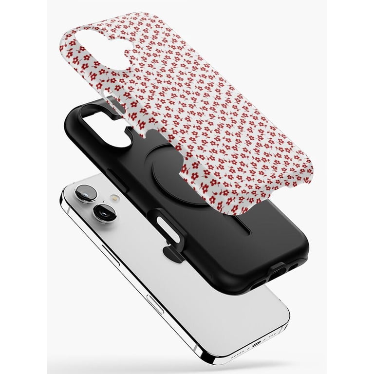 Red and White Ditsy Floral Tough Phone Case, Polycarbonate and TPU, for ...