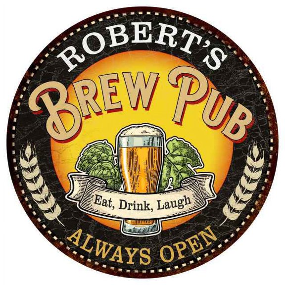 ROBERT'S Beer Pub Man Cave Metal Sign Home Decor 14 inch Round 100140025340