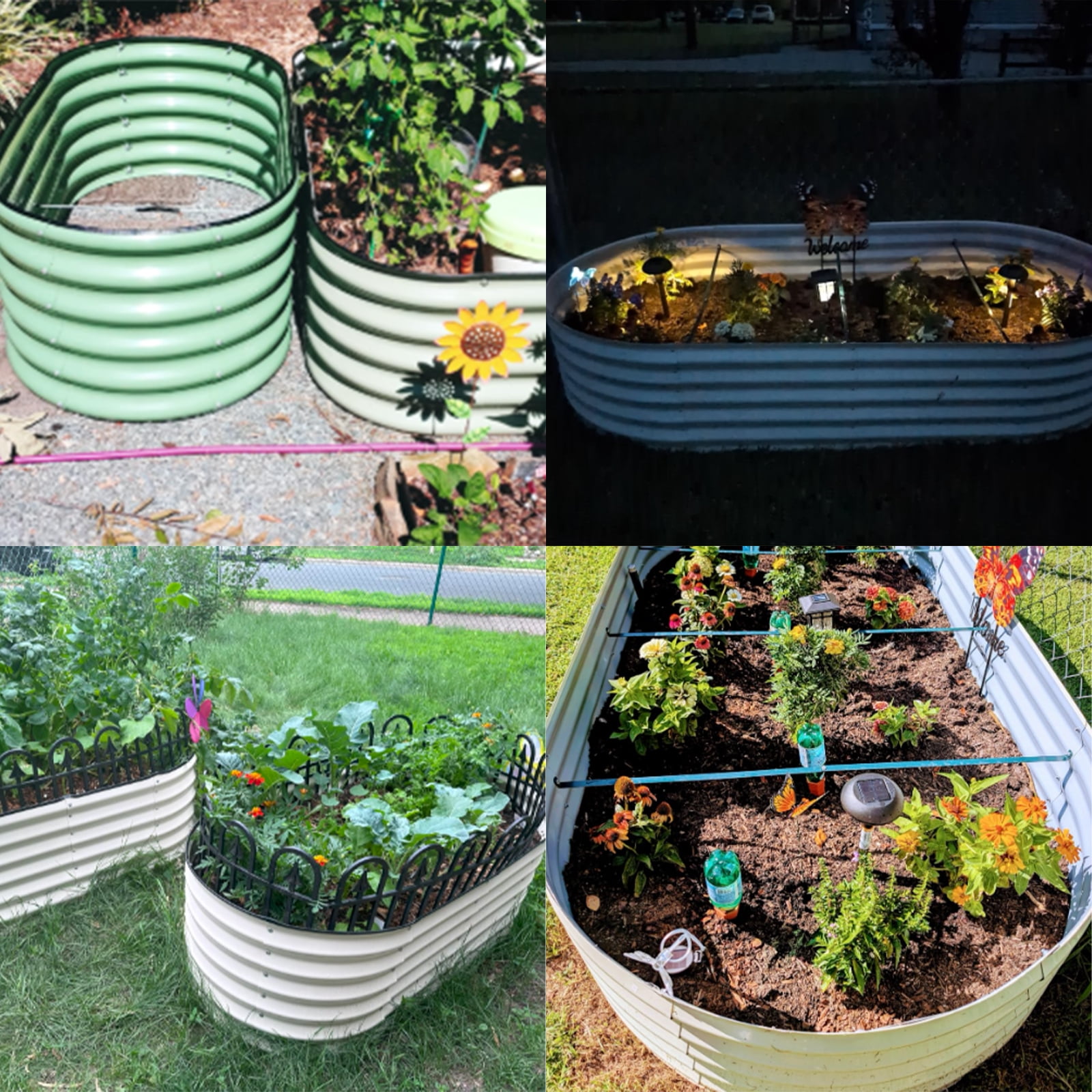Oval Metal Raised Garden Bed – Corrugated Planter Box for Vegetables/Flowers, Durable & Easy Assembly, Outdoor Patio/Lawn Gardening Container (Mint Green)
