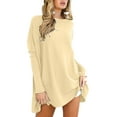 thumbnail image 6 of Long Sleeve Shirts For Women Oversized T Tunic Tops To Wear With Leggings Fall Sweaters Dressy Womens Summer Beige, 6 of 7