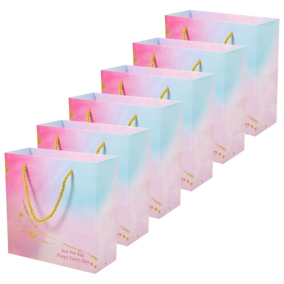 PBPBOX 6Pcs Pink Bags for Presents Decorative Wrapping Bags Folding Design for Party and Festival Use