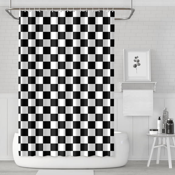 Black and White Checkered Pattern Shower Curtain 72"x72" ,Bathroom Decorative Shower Curtains Set with 12 Hooks,Modern Waterproof Washable Shower Curtain