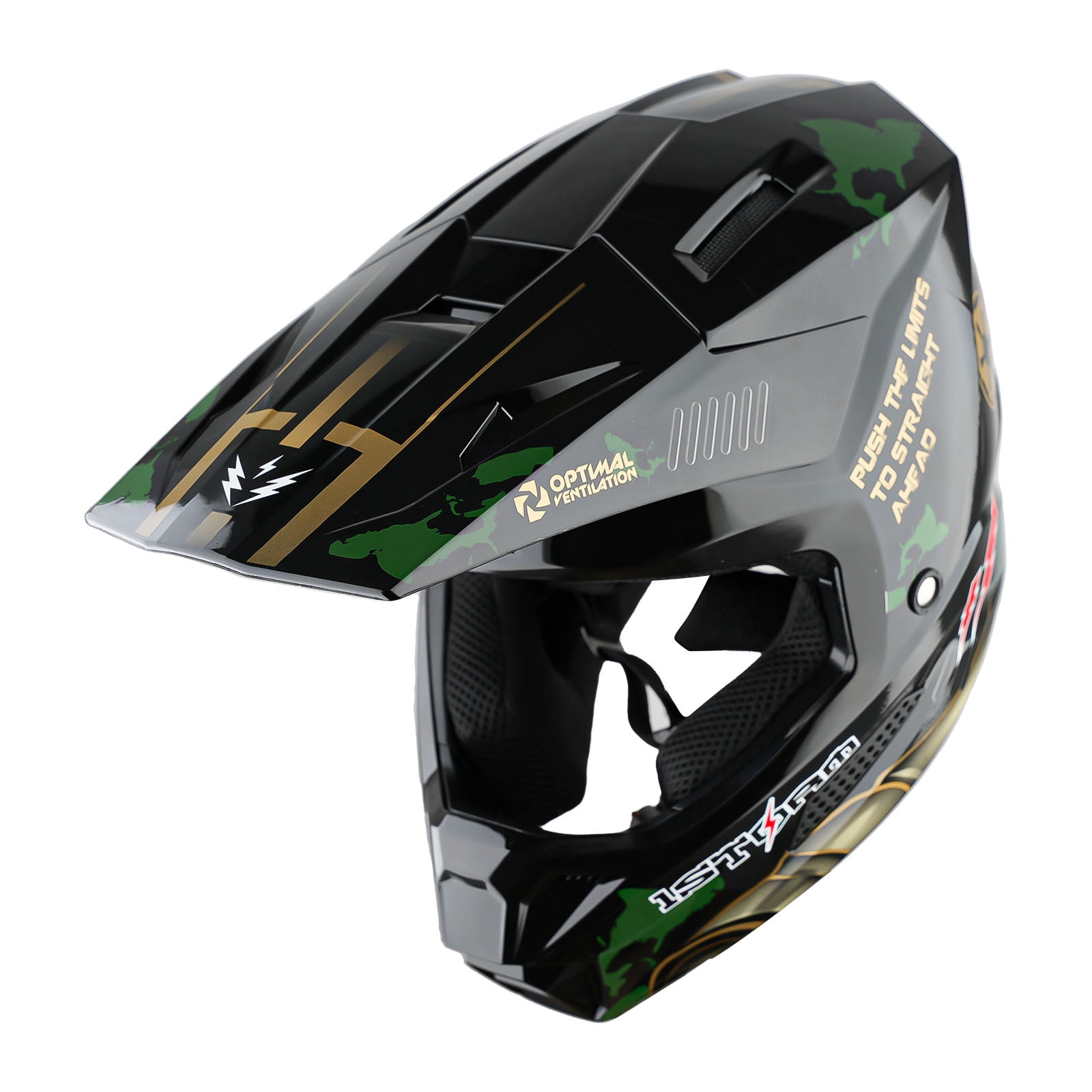 1Storm New Youth Kids BMX MX Bike Helmet Motocross Helmet T602 Teenager DVader Golden + Goggles + Gloves Bundle