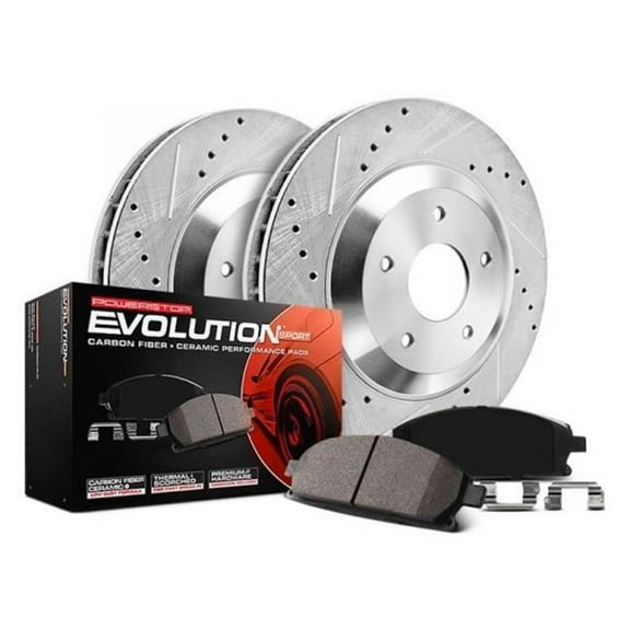 Powerstop PSBK258 1-Click Z23 Evolution Sport Drilled & Slotted Front Brake Kit with Hardware