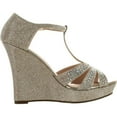 thumbnail image 2 of De Blossom Womens Dressy Glitter Rhinestone T Strap Platform Wedge Sandal Aalle-2, 2 of 4