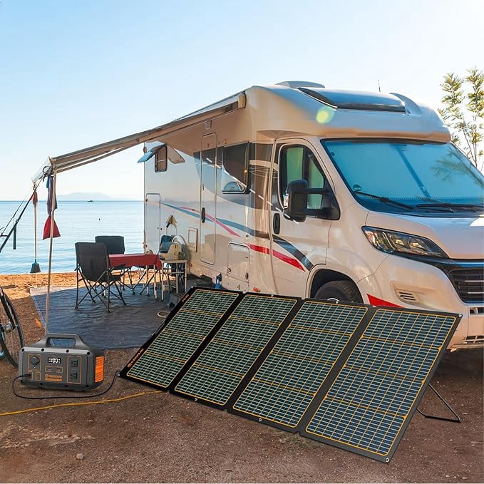 Flexsolar F240 240W Foldable Solar Panel, High Efficiency PV Module Power Charger with MC-4 Output, Adjustable Kickstands for RV Outdoor Camping