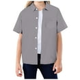 thumbnail image 2 of Splozh Boys Casual Button Down Summer Dress Shirt Collared School Short Sleeve Shirt Boys Casual Shirt Kids Everyday Shirt,Grey,9-10 Years, 2 of 4