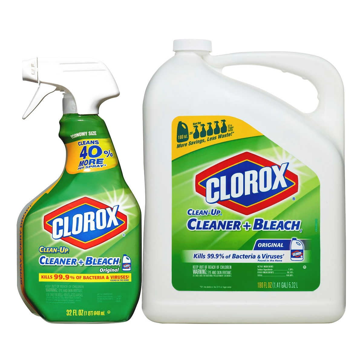 Clorox Clean-Up All Purpose Cleaner with Bleach, Original, 32 oz & 180 oz Refill