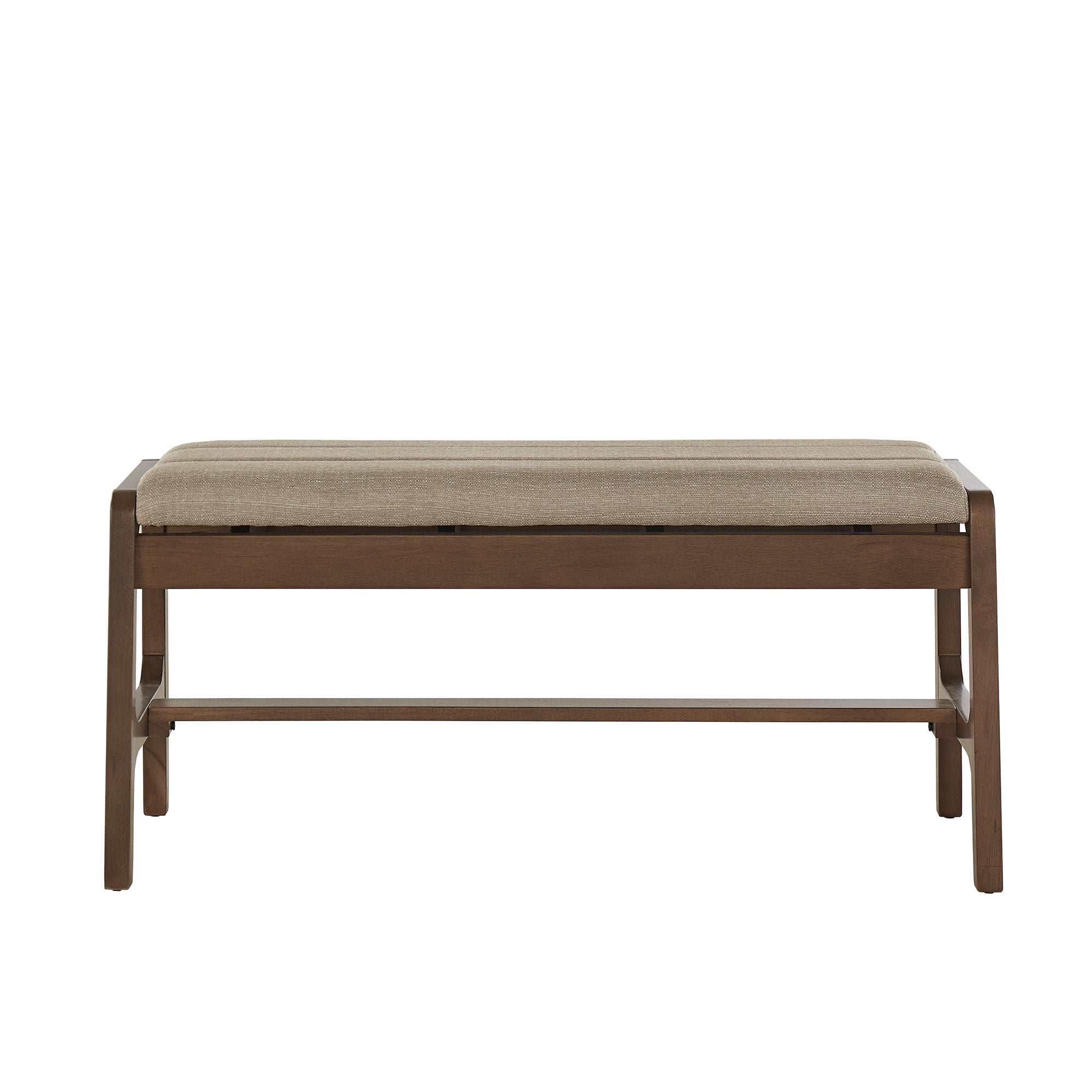 Weston Home Skovde Modern Walnut Finish Bench, Beige Fabric