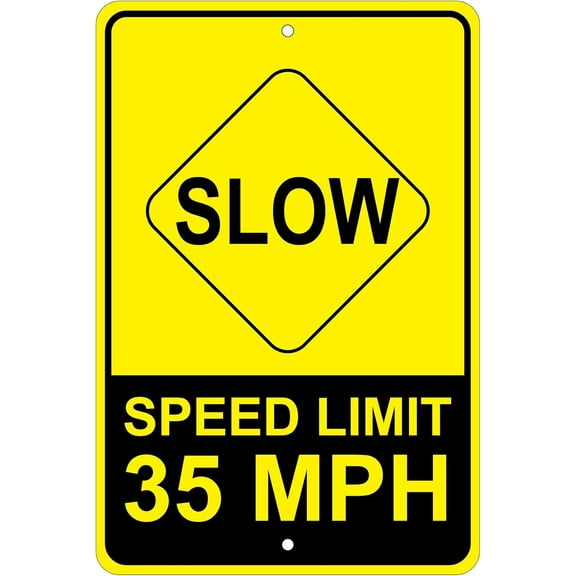 Slow: Speed Limit 35 MPH Advisory 8"x12" Aluminum Sign
