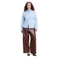thumbnail image 3 of ELOQUII Women's Plus Size Poplin Lace-Up Button Up Top, 3 of 4