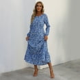 thumbnail image 5 of OVINYER Dress Women Casual Long Sleeve Floral Printed Ruffle Flowy Temperament Long Dress Flowy Boho Dresses, 5 of 7