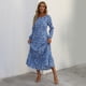 thumbnail image 2 of Gibobby Vestido largo de playa de verano para mujer Vestido elegante casual para mujer Vestido de manga larga con estampado floral Volantes Temperamento fluido Vestido(Azul,CH), 2 of 5