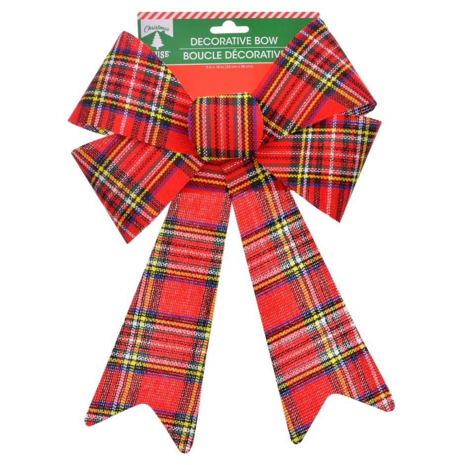 Christmas House Large Plaid Decorative Bows 9x15 In Red You Will
