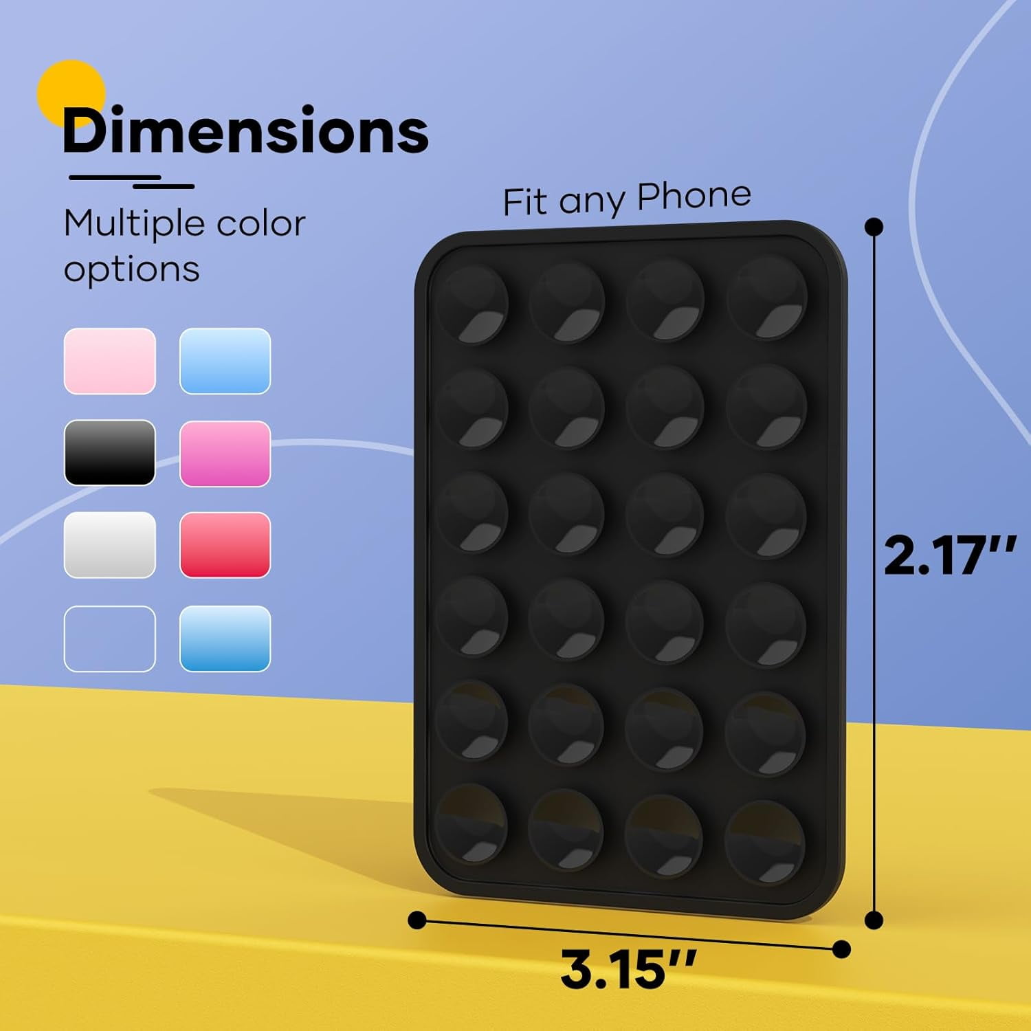 MKEUDQ-Silicone Phone Sticky Grip, Suction Phone Case Mount for iPhone and Android, Hands-Free Sticky Cell Phone Grip, Mobile Fidget Mirror Holder for Selfies and Videos
