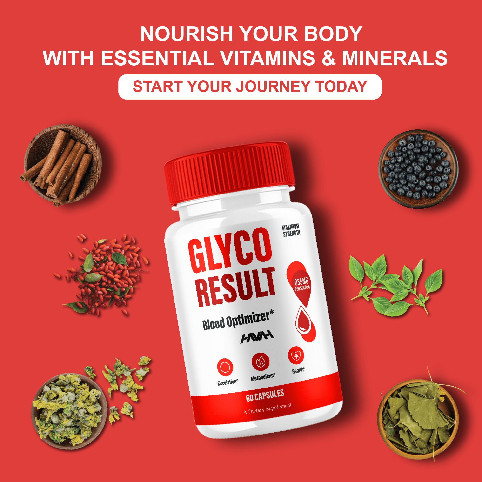 (2 Pack) Glyco Result Blood Optimizer, Glyco Result Supplement (120 Capsules)
