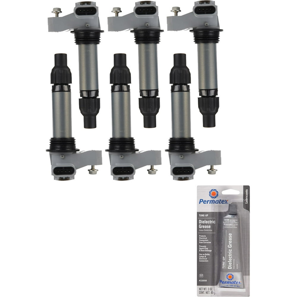 Set of 6 Ignition Coils and Permatex 22058 Dielectric TuneUp Grease