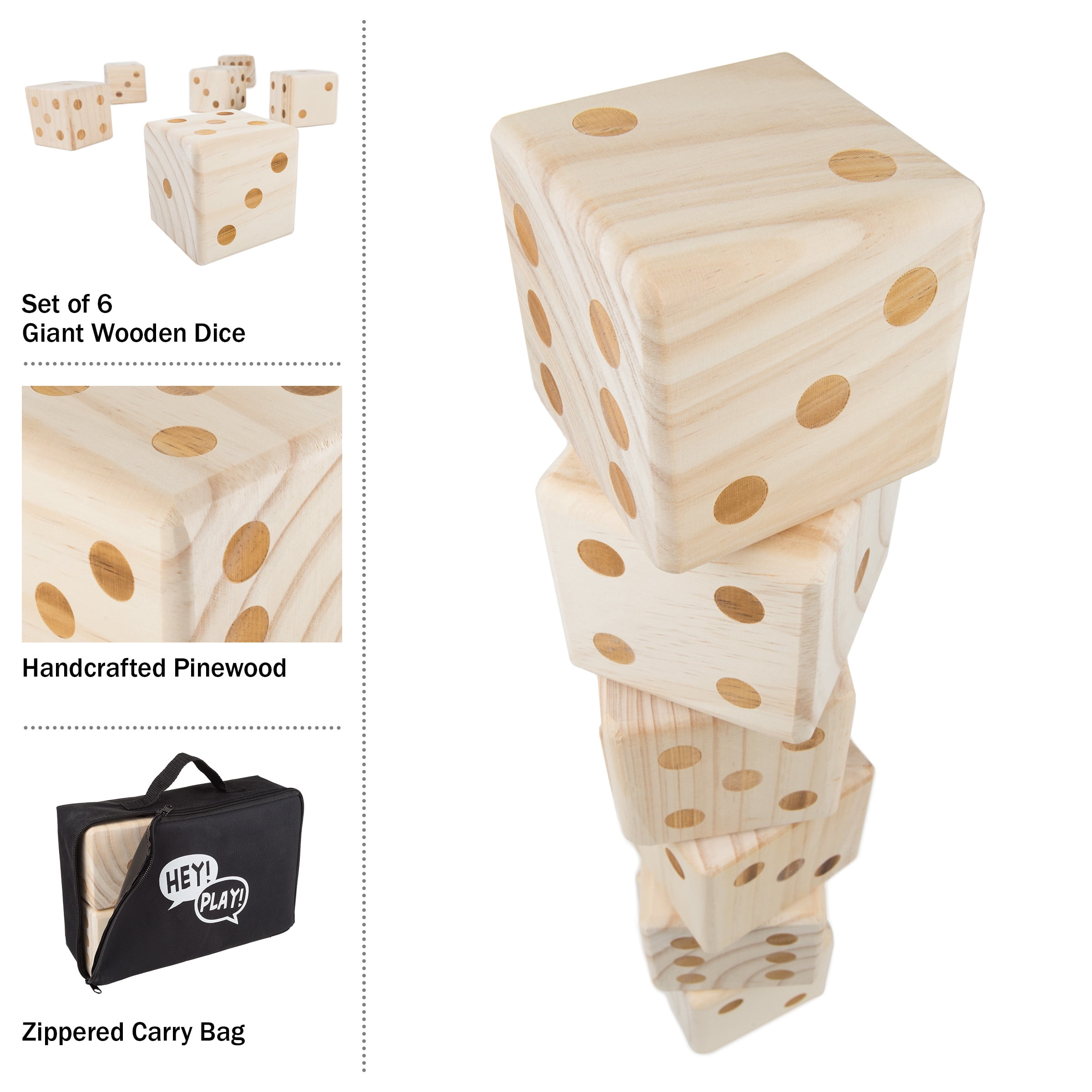 Set of 2 Outdoor Games – Lawn Bowling Game and 6-Pack of Large Dice – Yard Games for Adults and Kids Ages 3 and Up by Hey Play