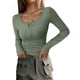 thumbnail image 1 of Camiseta PRETTYGARDEN para mujer, manga larga, otoño 2024, verde fruta, 1 of 9