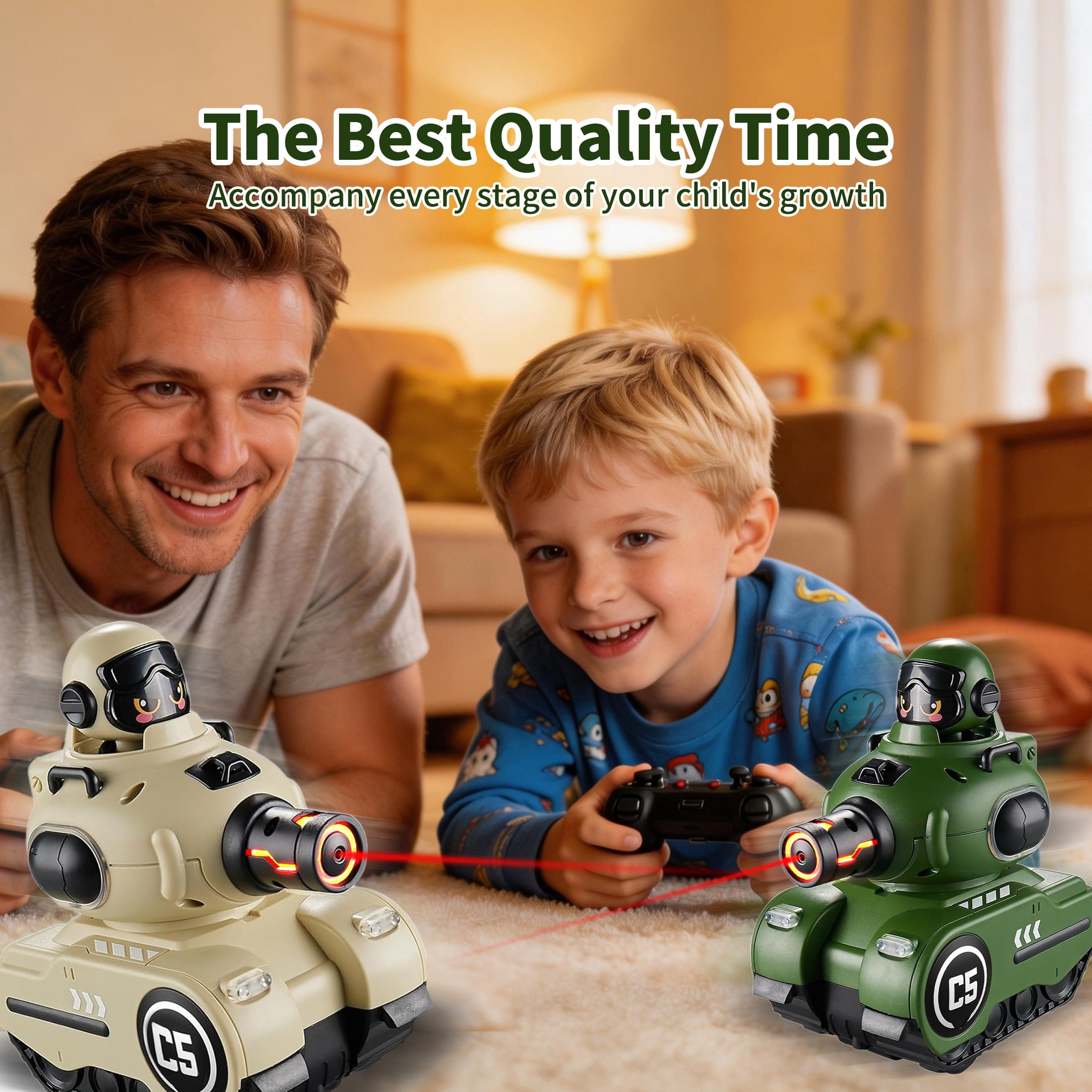 SaveJoy 2-Pack RC Battle Tank, RC Car Remote Control Car with Ejection Station Toy for Kids Ages 3-8, Birthday Gifts for Boys Girls