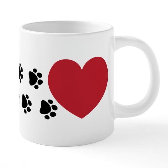 CafePress - Pawprint Hearts - 20 Oz White Ceramic Mega Mug